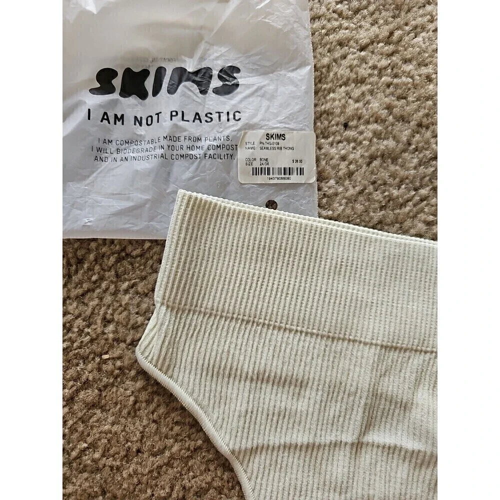 SKIMS Thong Bone Seamless Ribbed Size 2X 3X